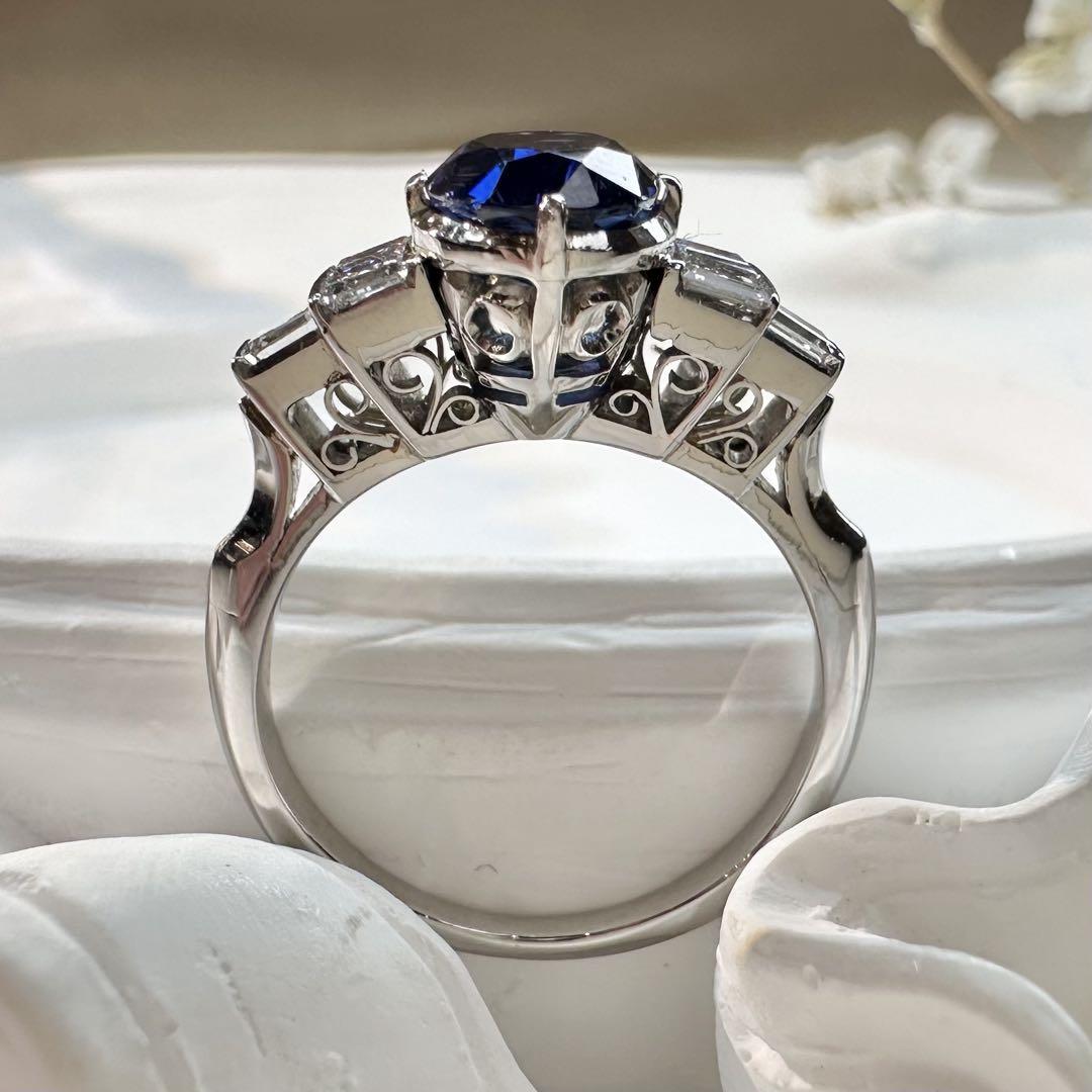 【美品】サファイア リング オーバルカット ダイヤモンド 高級ジュエリー