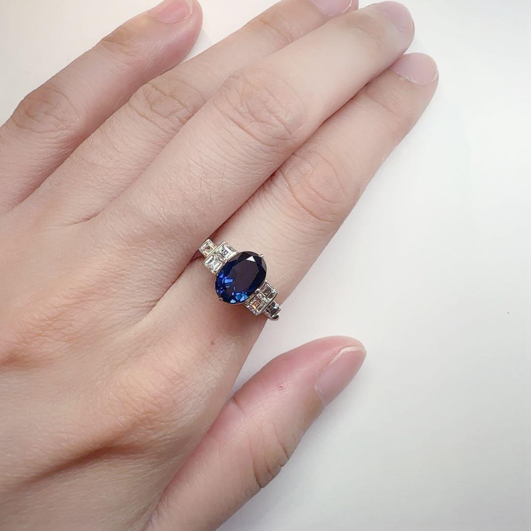 【美品】サファイア リング オーバルカット ダイヤモンド 高級ジュエリー