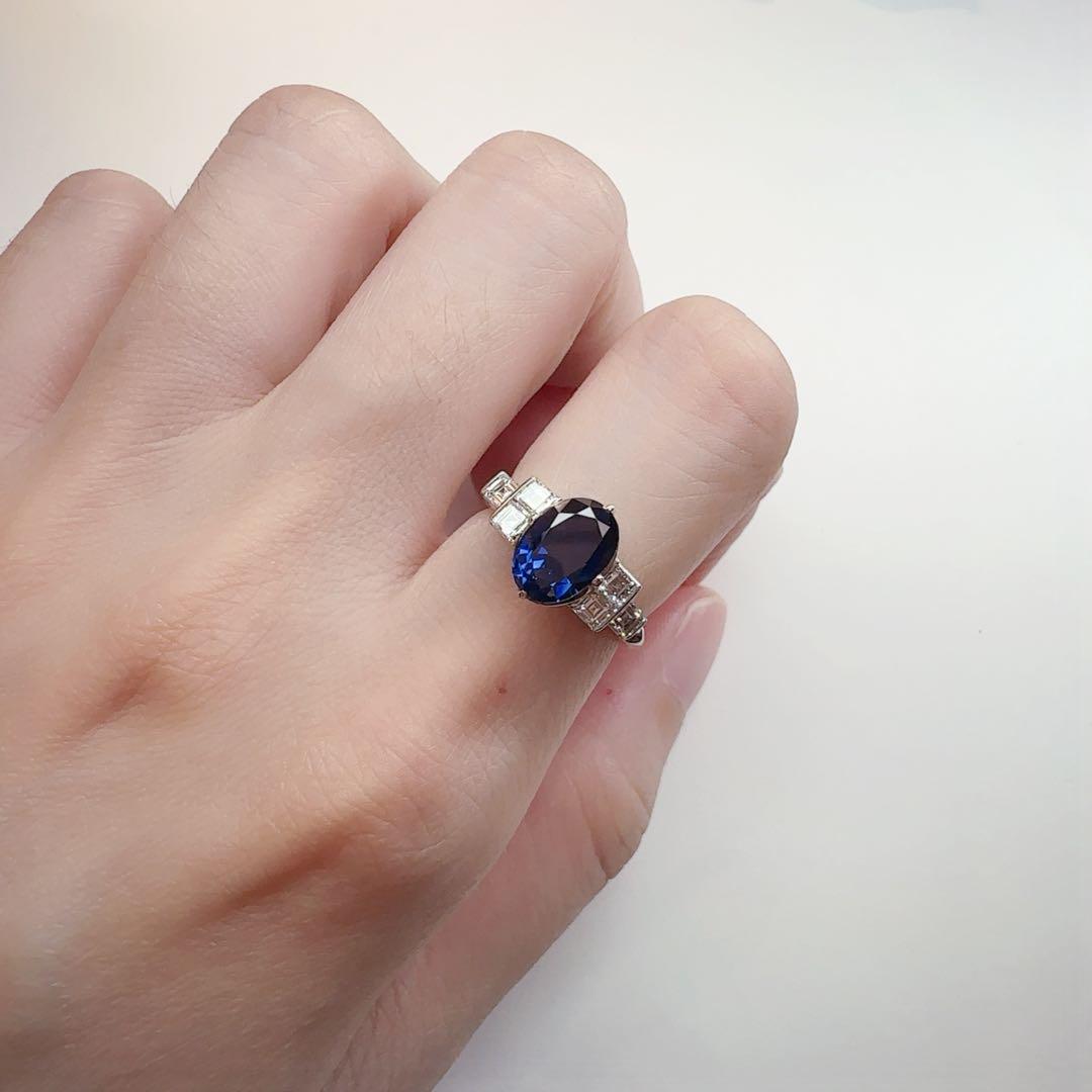 【美品】サファイア リング オーバルカット ダイヤモンド 高級ジュエリー