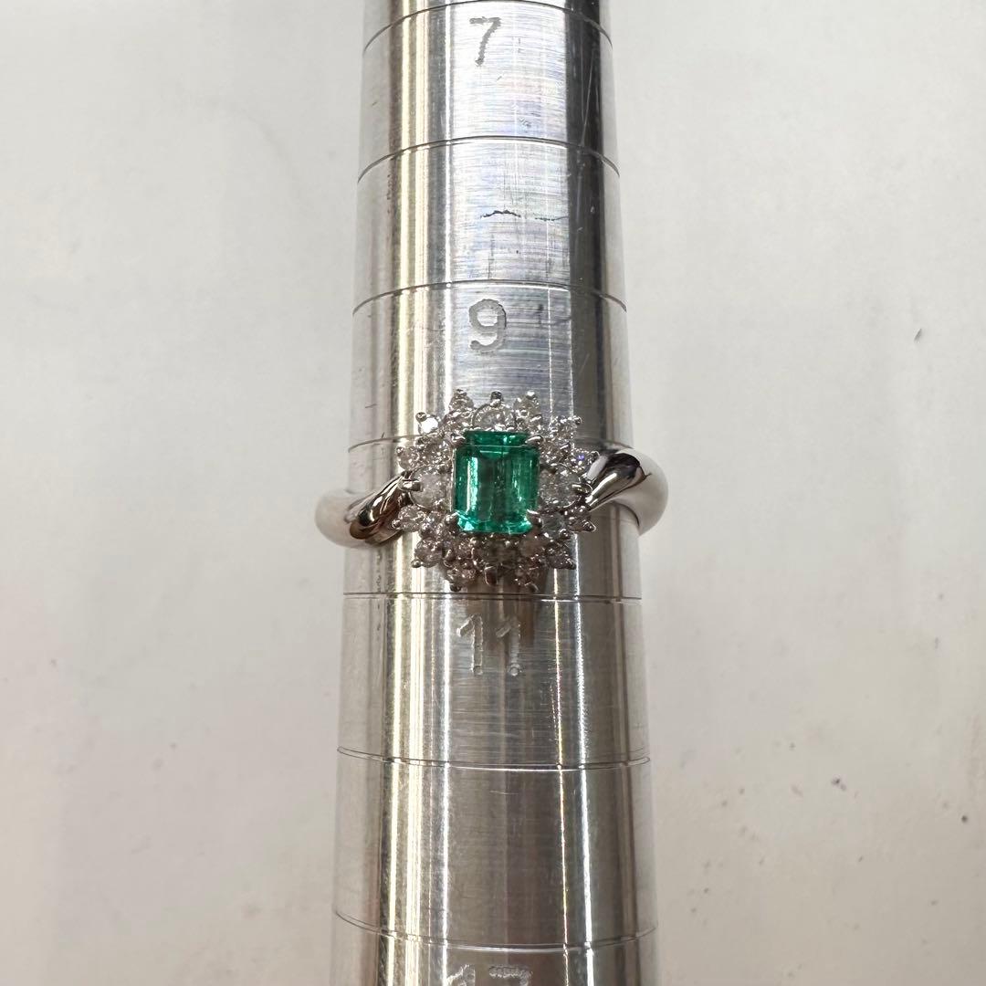 【美品】PT900 コロンビア産エメラルド 0.25ct リング