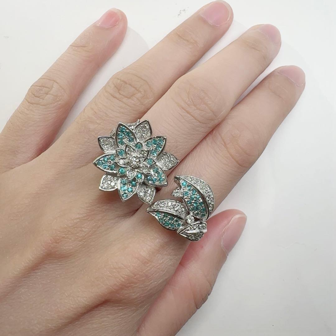 【K18】パライバトルマリン 0.48ct デザイン ダブルフィンガーリング