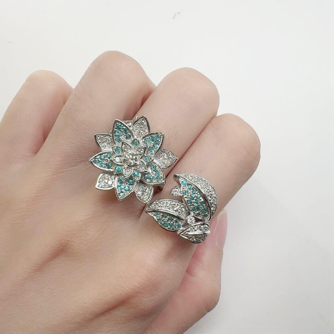 【K18】パライバトルマリン 0.48ct デザイン ダブルフィンガーリング