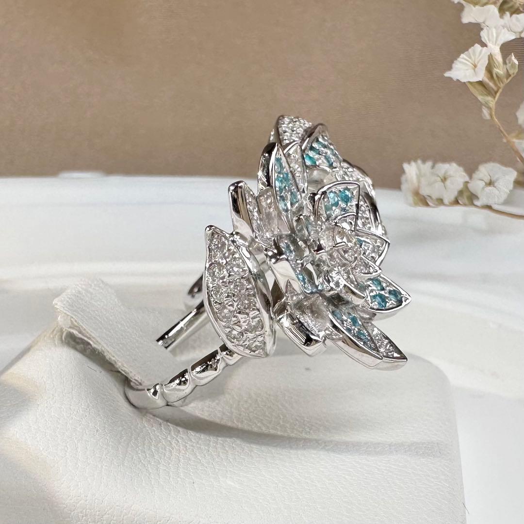 【K18】パライバトルマリン 0.48ct デザイン ダブルフィンガーリング