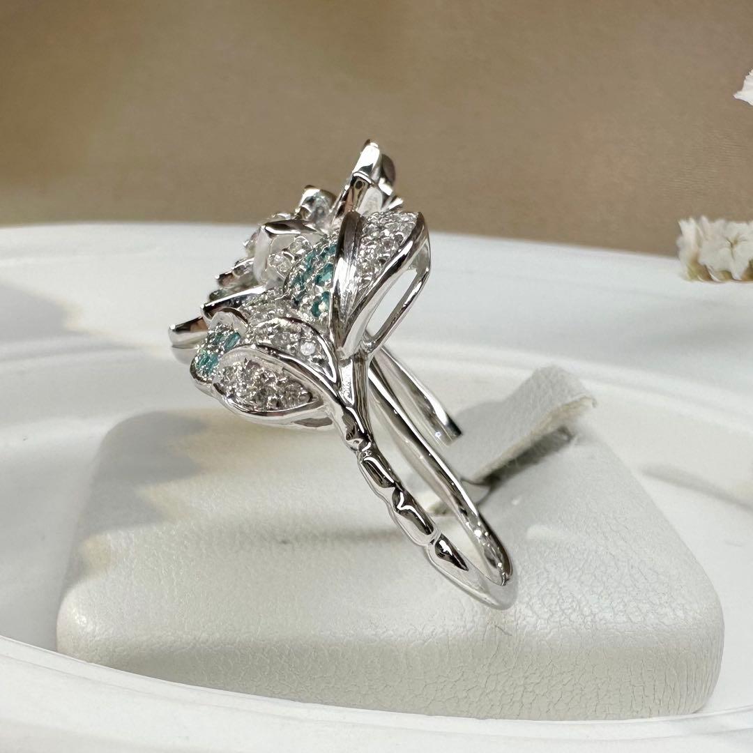 【K18】パライバトルマリン 0.48ct デザイン ダブルフィンガーリング