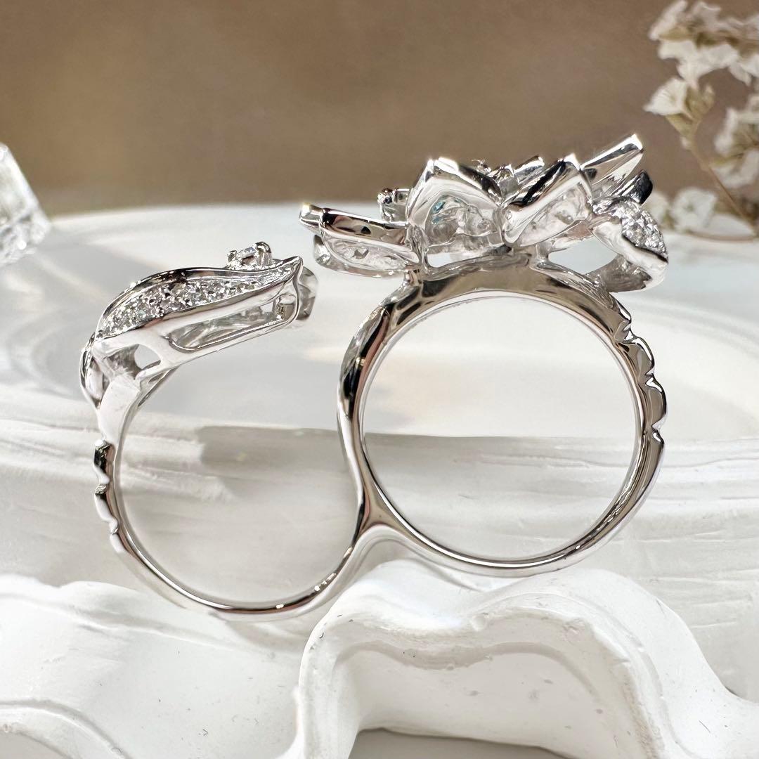 【K18】パライバトルマリン 0.48ct デザイン ダブルフィンガーリング