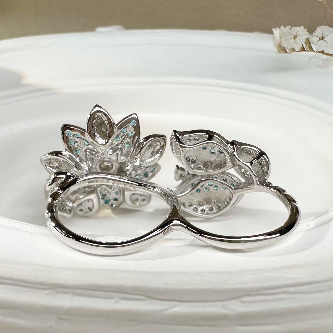 【K18】パライバトルマリン 0.48ct デザイン ダブルフィンガーリング