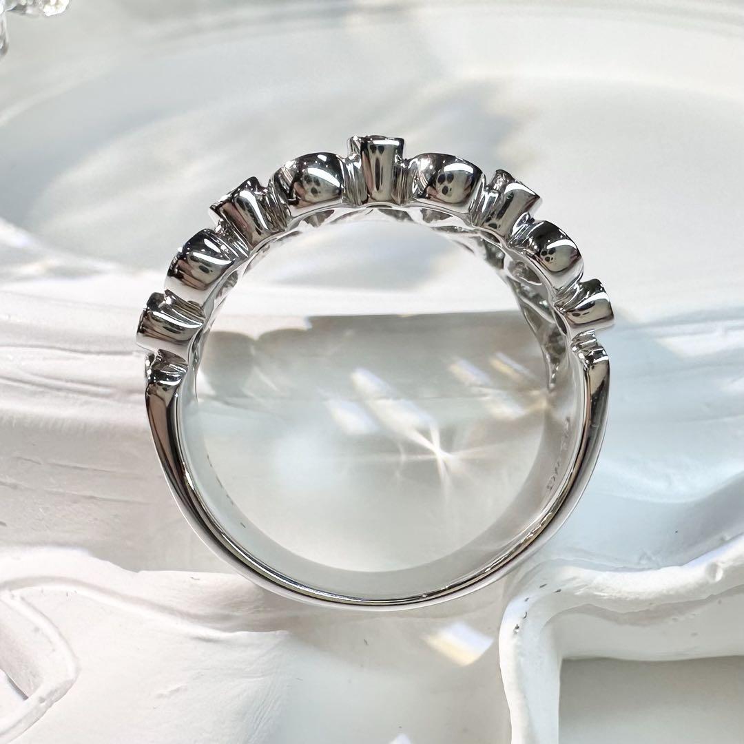 【K18WG】ダイヤモンド 0.68ct リング 雫モチーフ 幅広デザイン