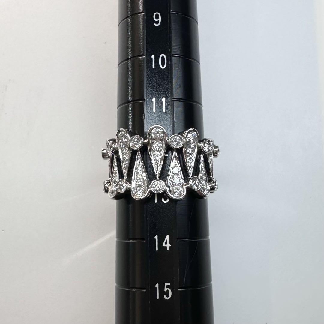 【K18WG】ダイヤモンド 0.68ct リング 雫モチーフ 幅広デザイン