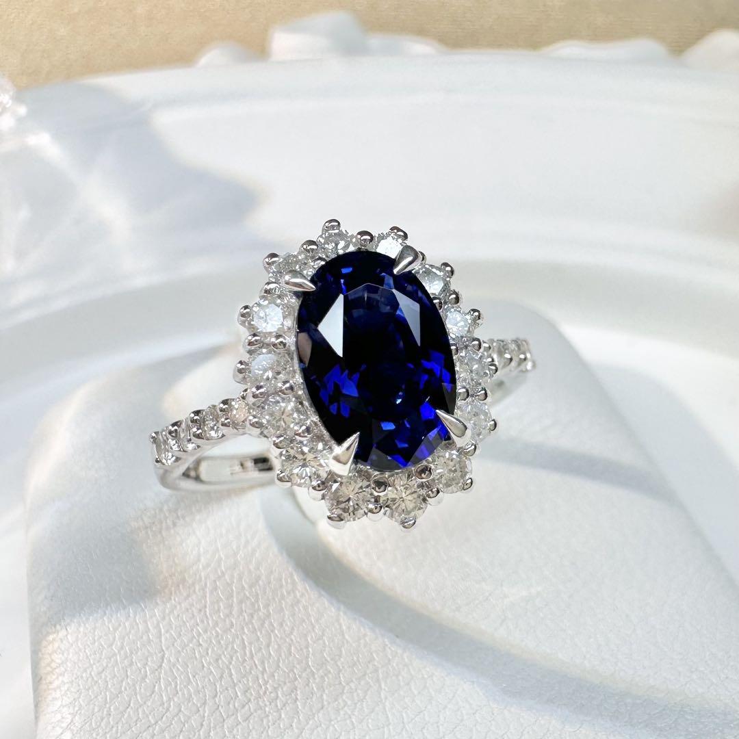 【美品】PT900 スリランカ産ロイヤルブルーサファイア2.20ct リング