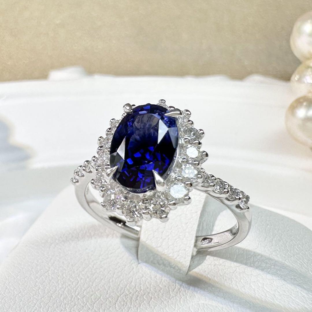 【美品】PT900 スリランカ産ロイヤルブルーサファイア2.20ct リング