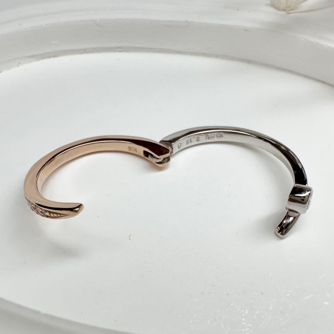 【K18】ダイヤモンドリング 0.15ct モダンデザイン　開けれる