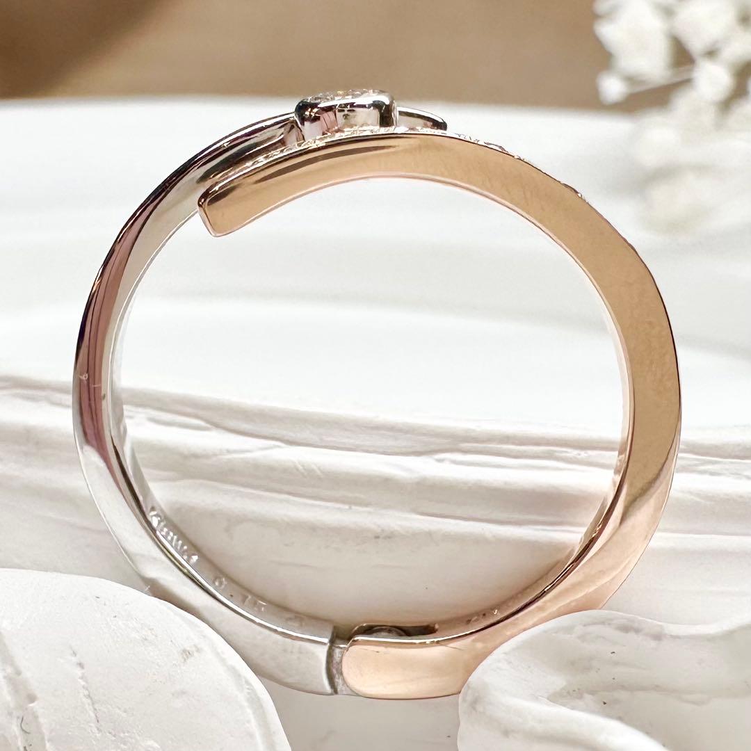 【K18】ダイヤモンドリング 0.15ct モダンデザイン　開けれる