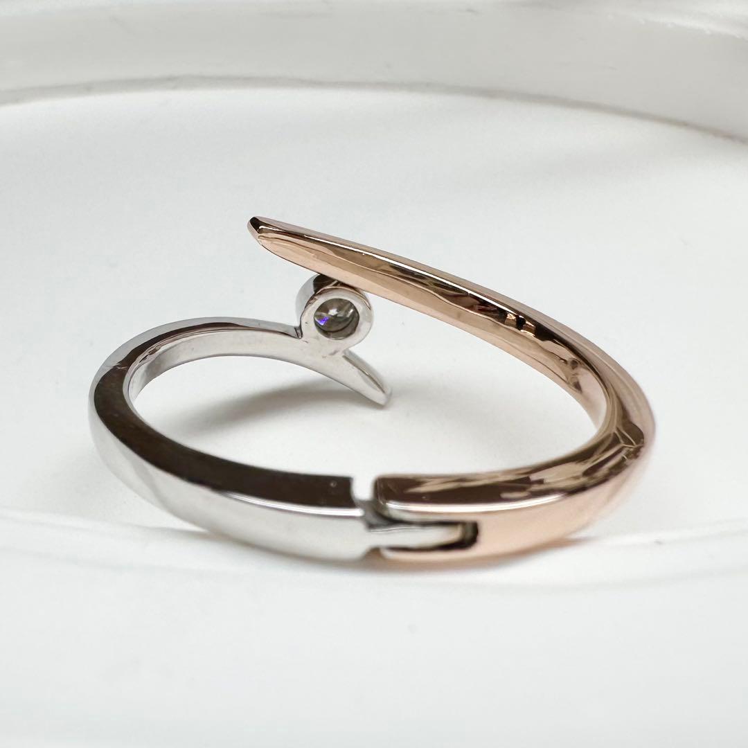 【K18】ダイヤモンドリング 0.15ct モダンデザイン　開けれる