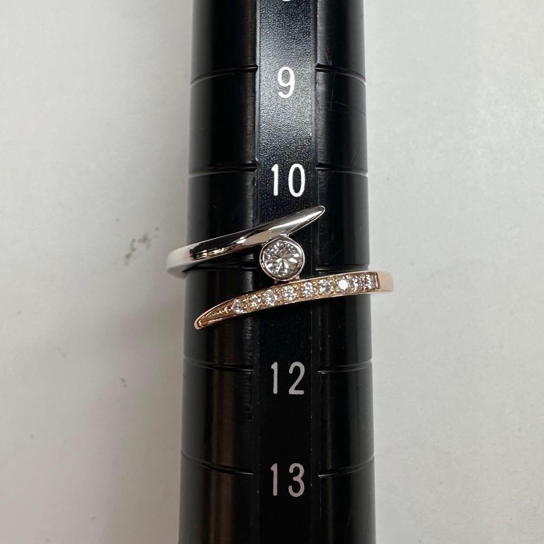 【K18】ダイヤモンドリング 0.15ct モダンデザイン　開けれる