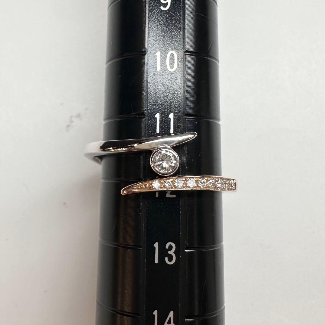 【K18】ダイヤモンドリング 0.15ct モダンデザイン　開けれる