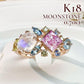【K18】ムーンストーン 0.70ct ファンシーサファイア　リング