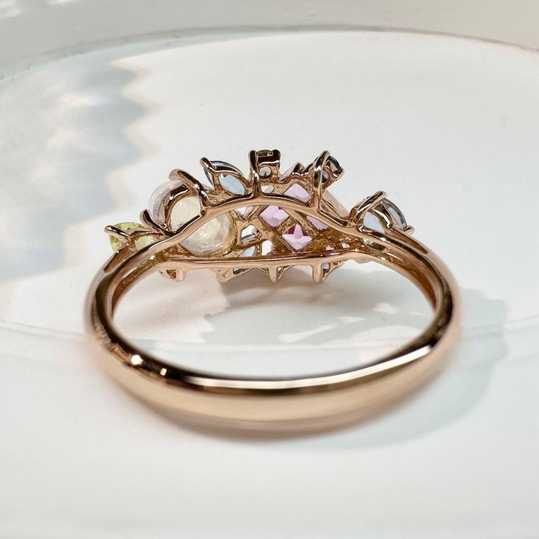 【K18】ムーンストーン 0.70ct ファンシーサファイア　リング