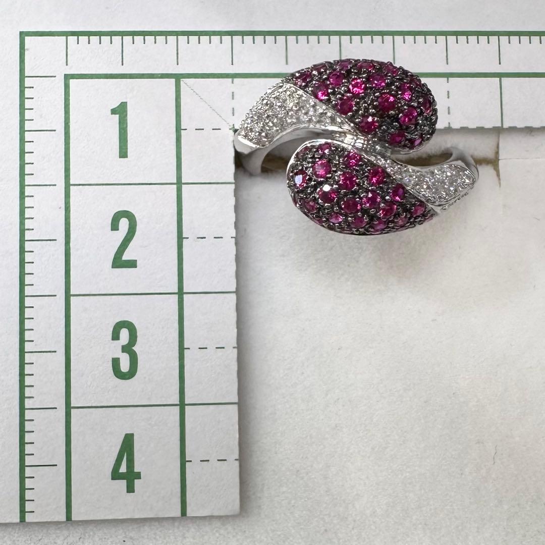 K18 ルビー ダイヤモンド パヴェ クロス リング 0.7ct