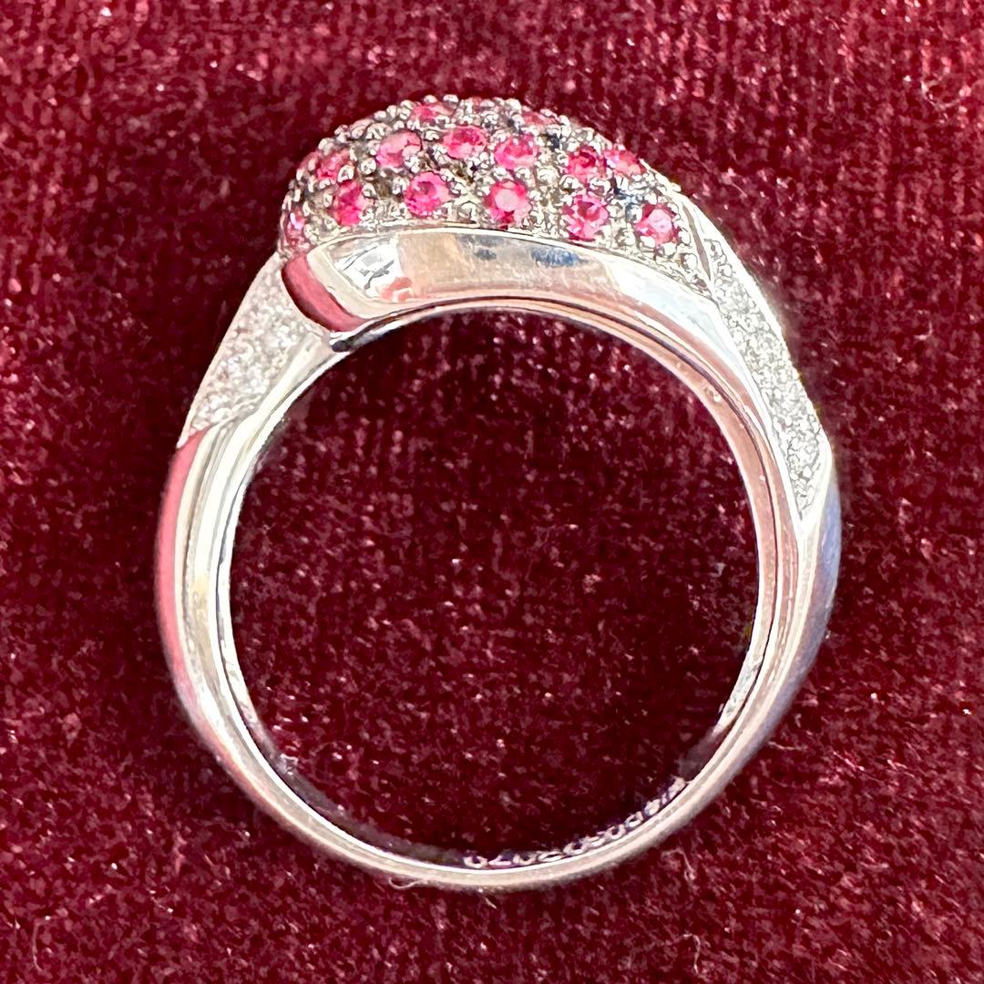 K18 ルビー ダイヤモンド パヴェ クロス リング 0.7ct