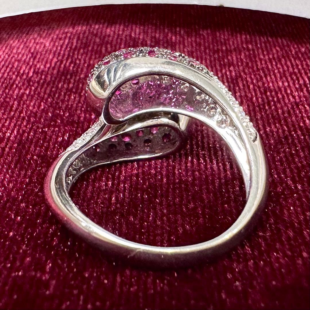 K18 ルビー ダイヤモンド パヴェ クロス リング 0.7ct