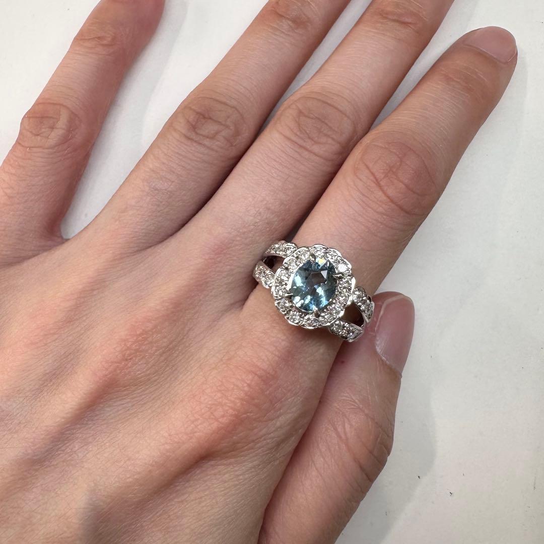 【美品】PT900 アクアマリン 1.06ct リング ダイヤ