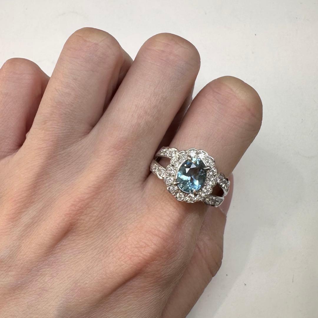 【美品】PT900 アクアマリン 1.06ct リング ダイヤ