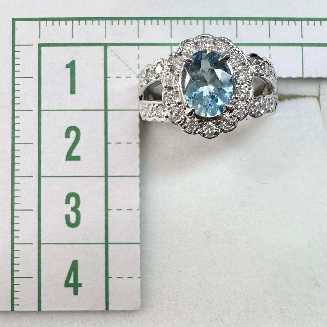 【美品】PT900 アクアマリン 1.06ct リング ダイヤ