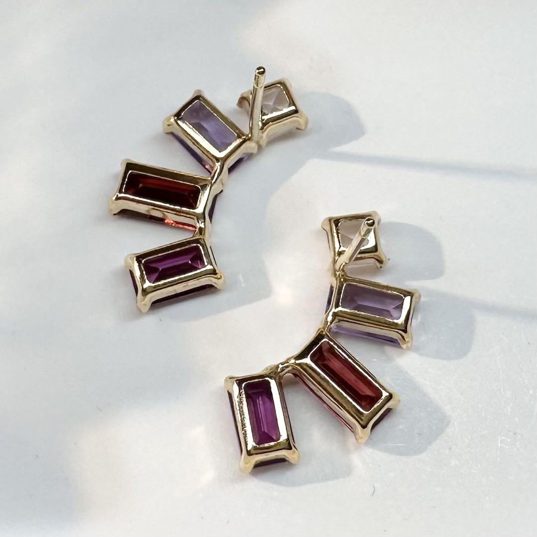 【美品】K18 マルチカラーストーン ピアス