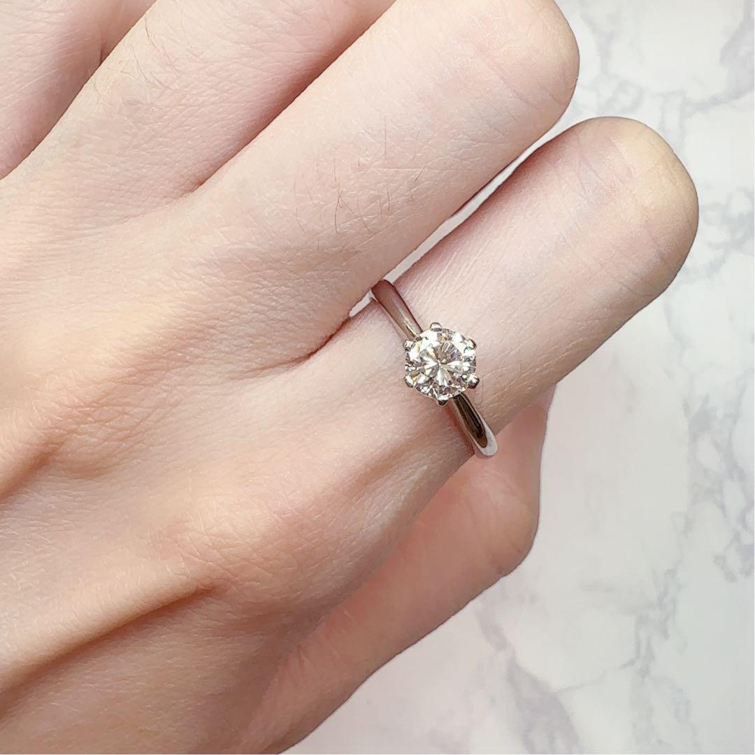 【K18WG】ダイヤモンド 0.62ct 一粒ソリテールリング