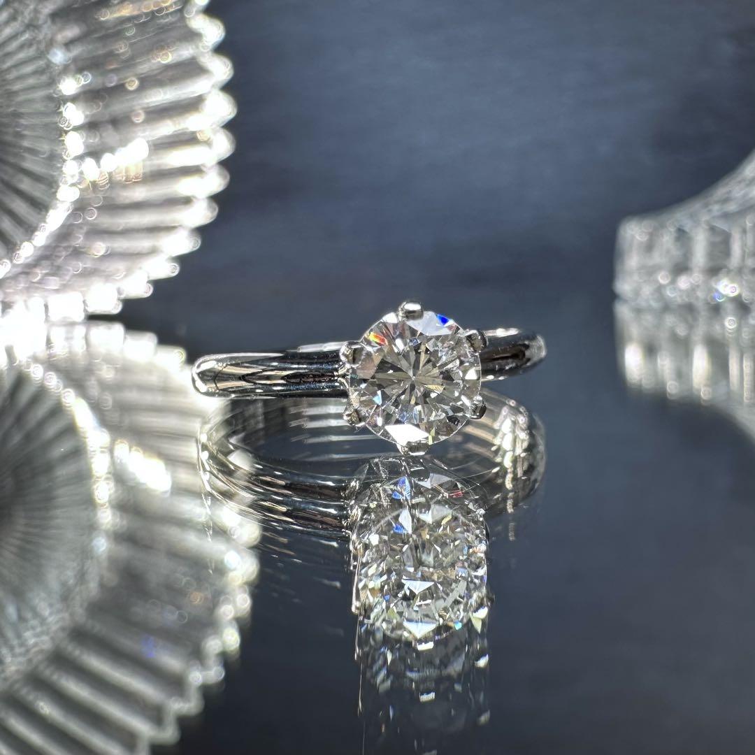 【K18WG】ダイヤモンド 0.62ct 一粒ソリテールリング