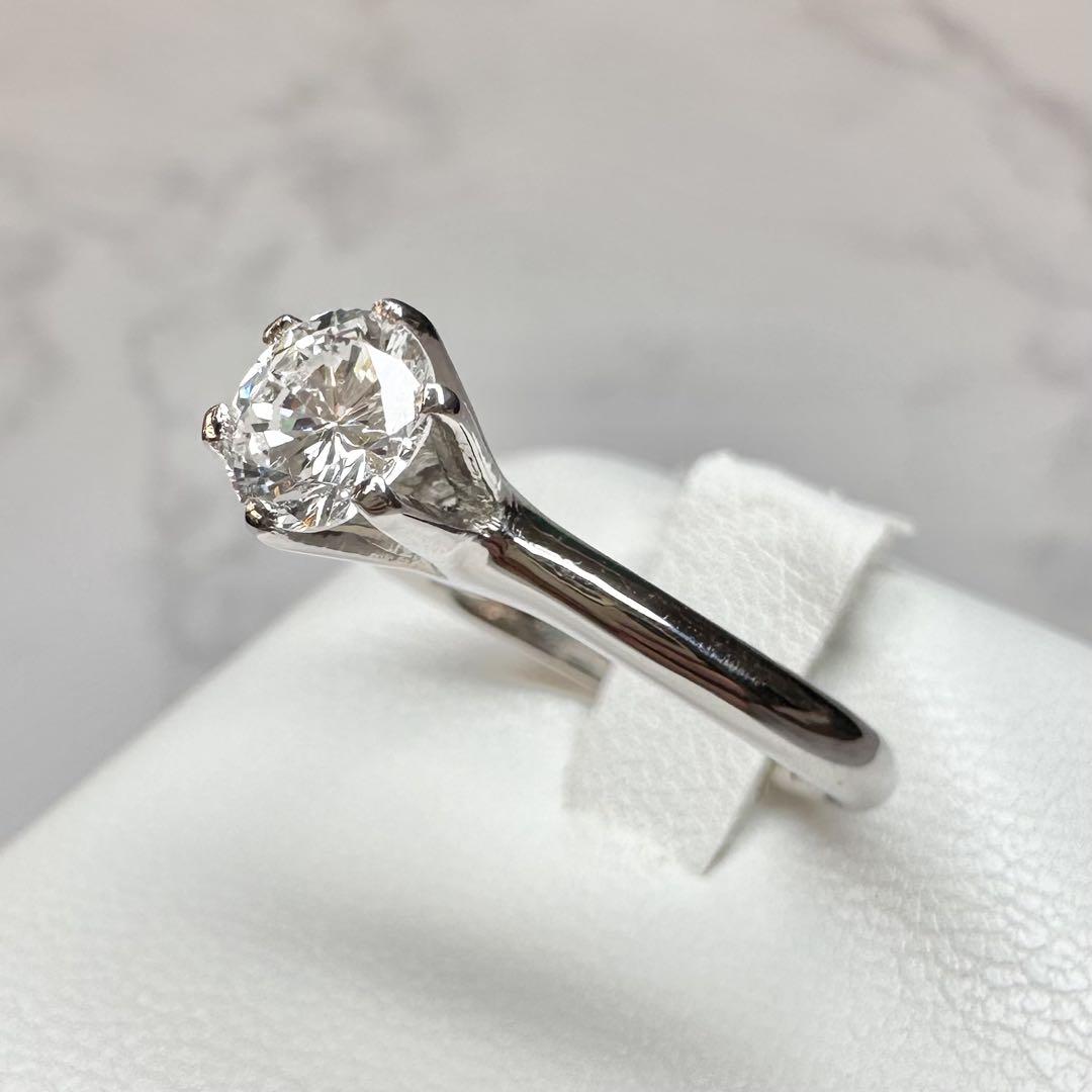 【K18WG】ダイヤモンド 0.62ct 一粒ソリテールリング