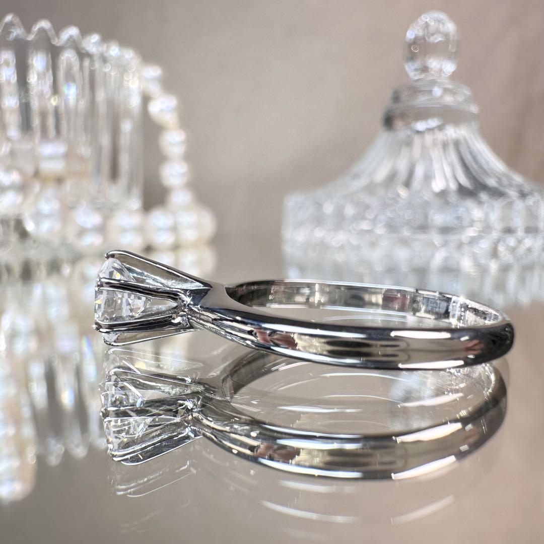 【K18WG】ダイヤモンド 0.62ct 一粒ソリテールリング