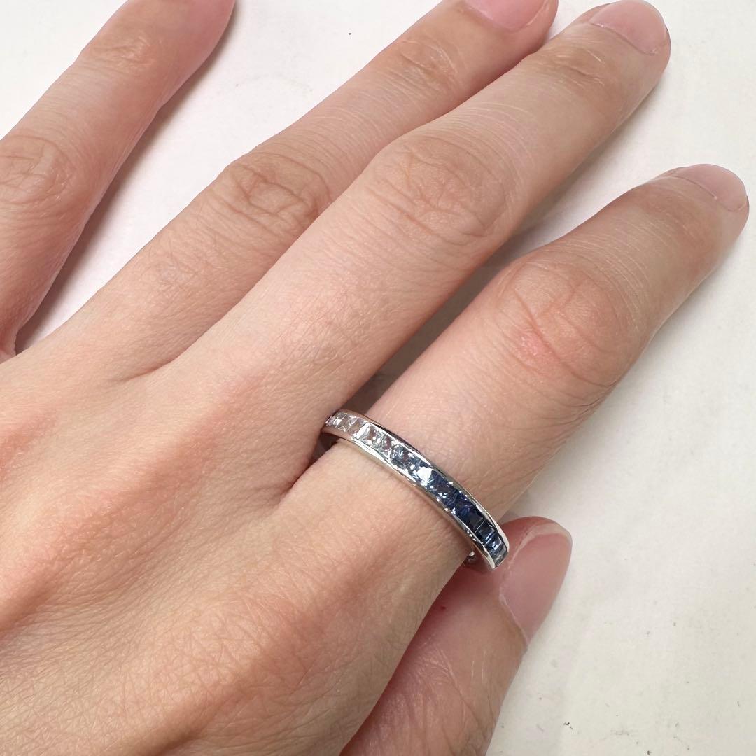 K18WG グラデーションサファイア エタニティリング 1.95ct