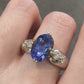 【美品】K18/PT900 タンザナイト3.49ct リング ダイヤ デザイン
