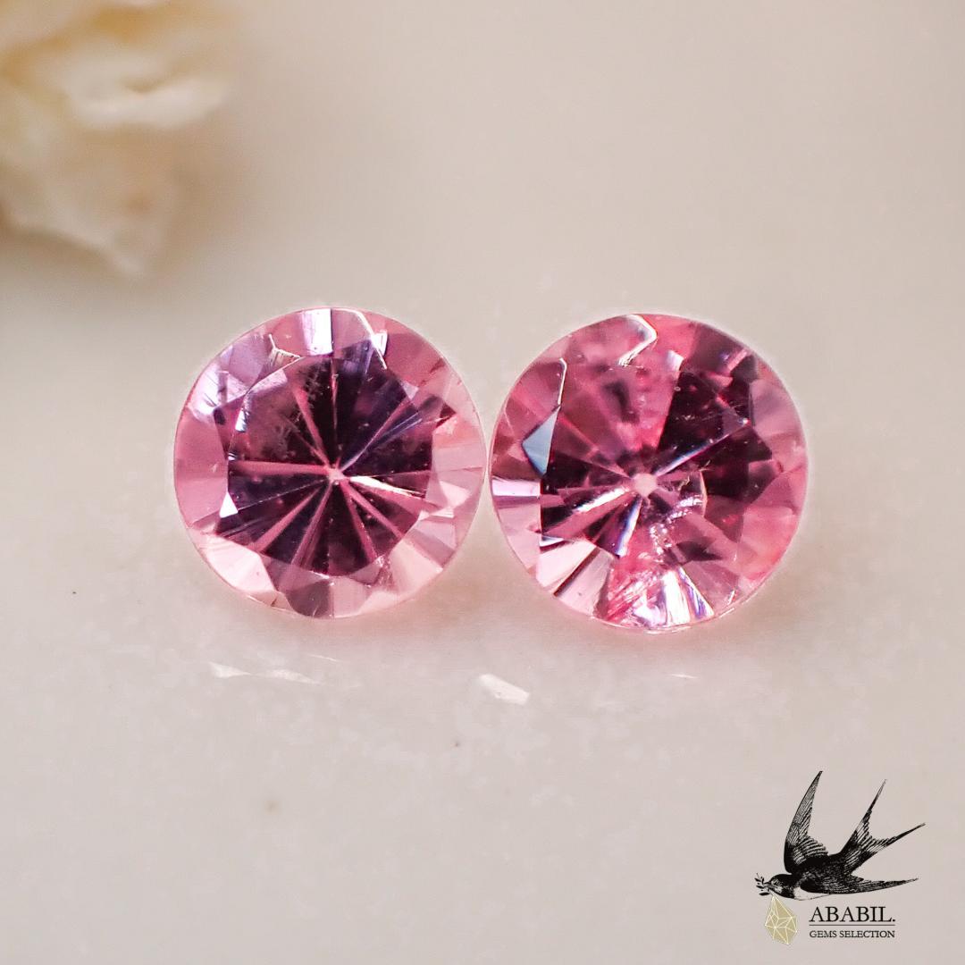 天然桜ピンクスピネル0.164ct【タンザニア】★ピアス.脇石用2粒セット★