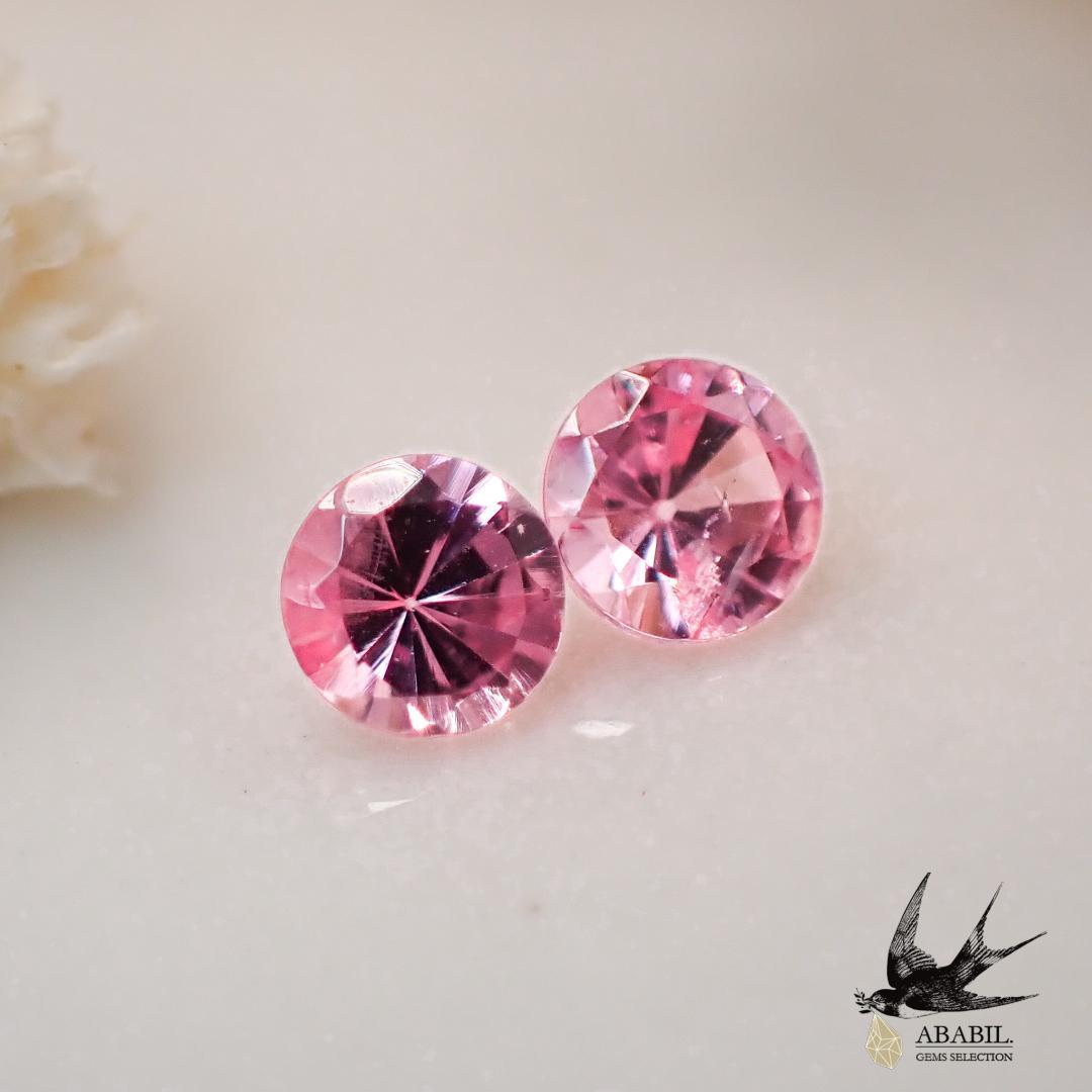 Natural cherry blossom pink spinel 0.164ct [Tanzania] ★Set of 2 pieces for pierced earrings and side stones★ 