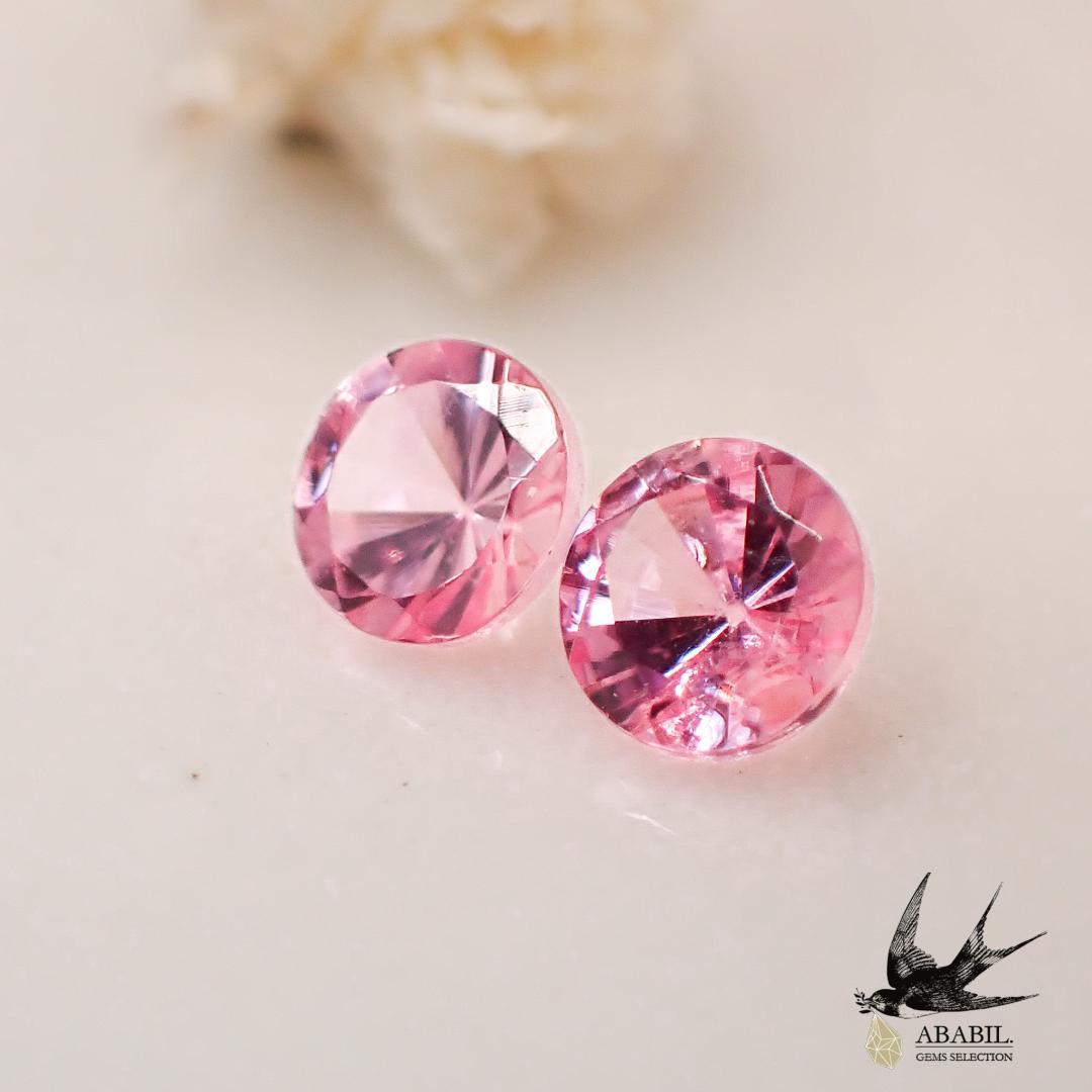 Natural cherry blossom pink spinel 0.164ct [Tanzania] ★Set of 2 pieces for pierced earrings and side stones★ 