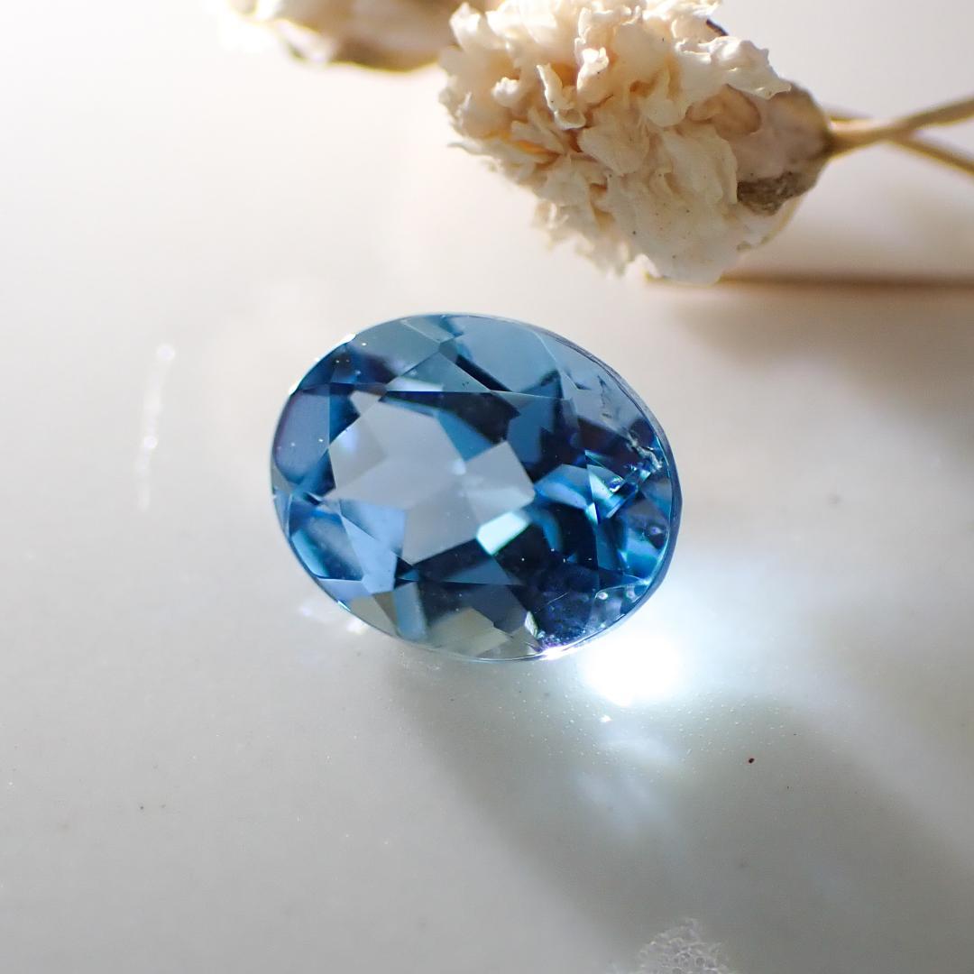 天然サンタマリアアクアマリン 0.301ct【ブラジル】★鮮やかブルー★ソ付