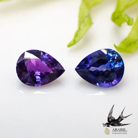 Natural bicolor sapphire 0.71ct [Sri Lanka] ★Set of 2 ★Brilliant ★Fluorescence★