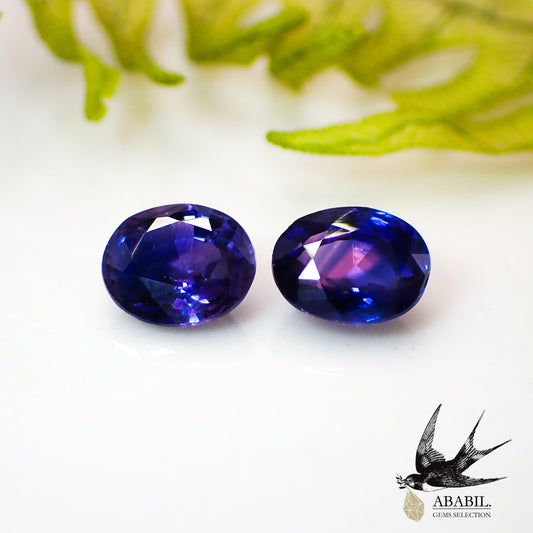 Natural bicolor sapphire 0.83ct [Sri Lanka] ★Set of 2 ★Brilliant ★Fluorescence★