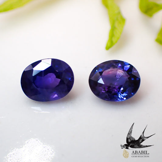 Natural bicolor sapphire 0.90ct [Sri Lanka] ★Set of 2 ★Brilliance★Fluorescence★