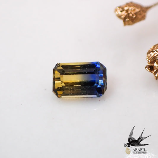 天然雙色藍寶石 0.122ct [斯里蘭卡] 清晰的黃色和藍色熒光