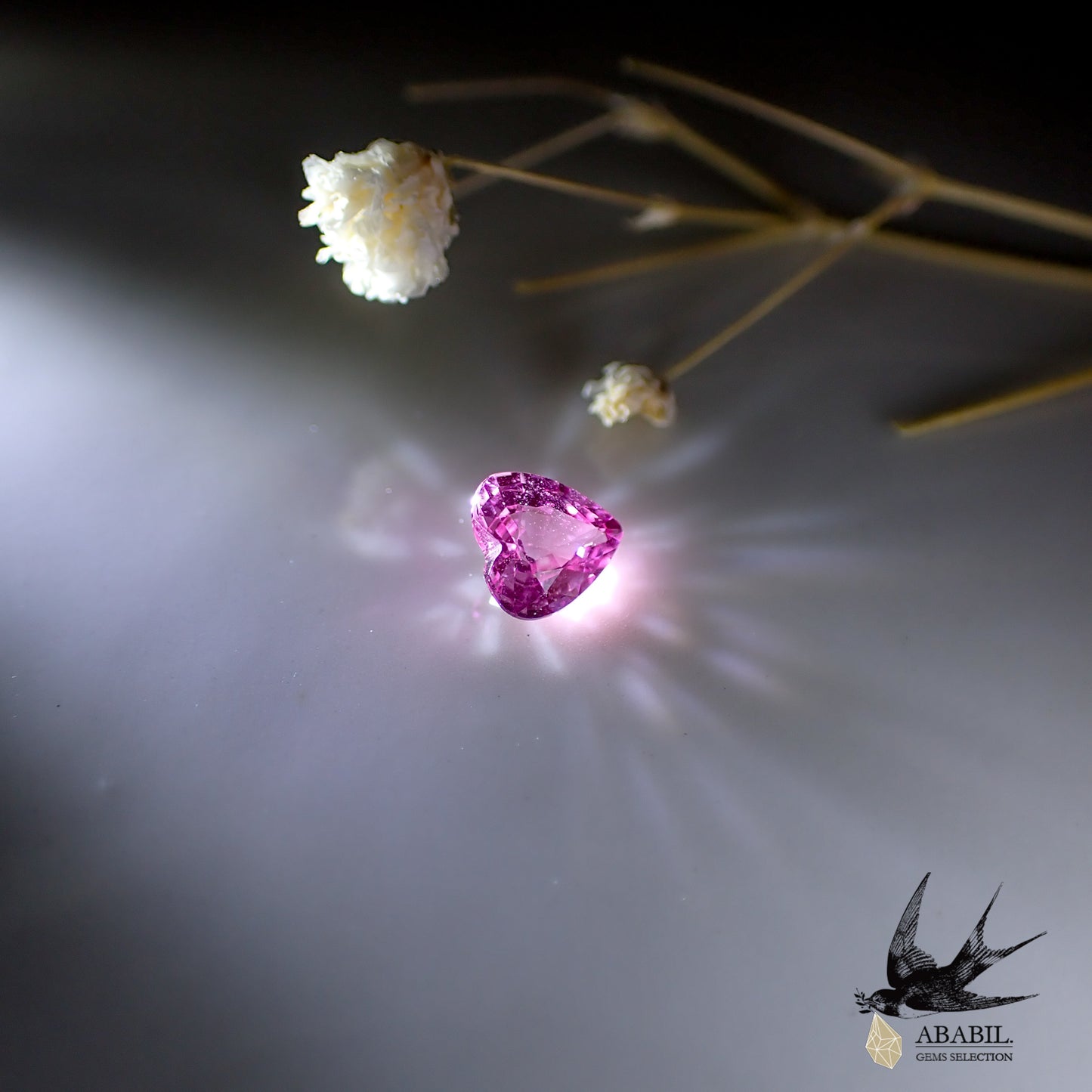 Natural pink sapphire 0.389ct [Sri Lanka] ★Heart-shaped, fluorescent, corundum★ 