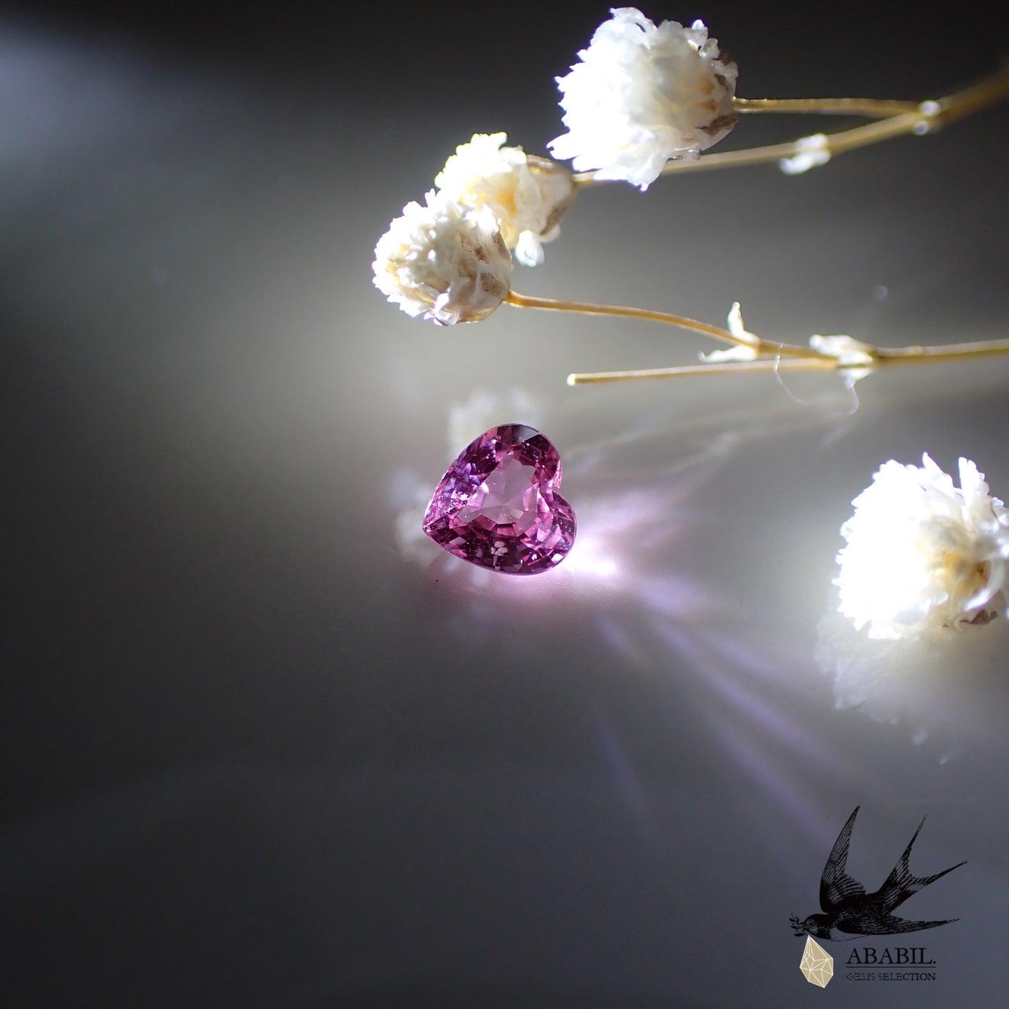 Natural pink sapphire 0.412ct [Sri Lanka] ★Heart-shaped, fluorescent, corundum★ 