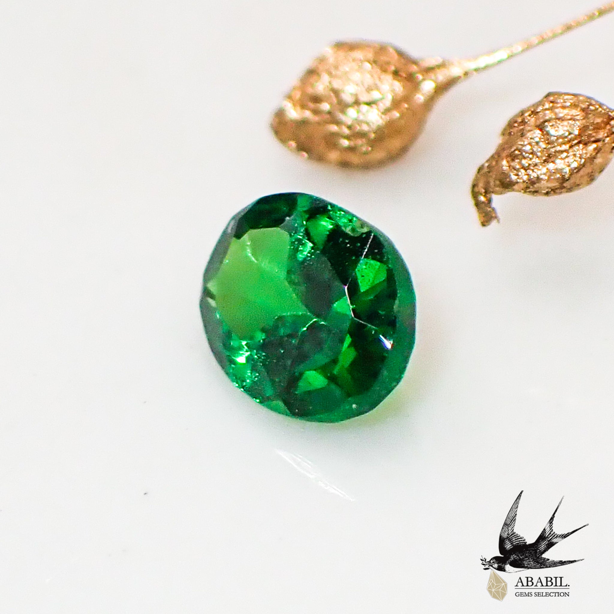 10K刻印　天然ツァボライト　リング ツァボライト ダイヤモンド リング | SUWA | アニバーサリーバンドリング