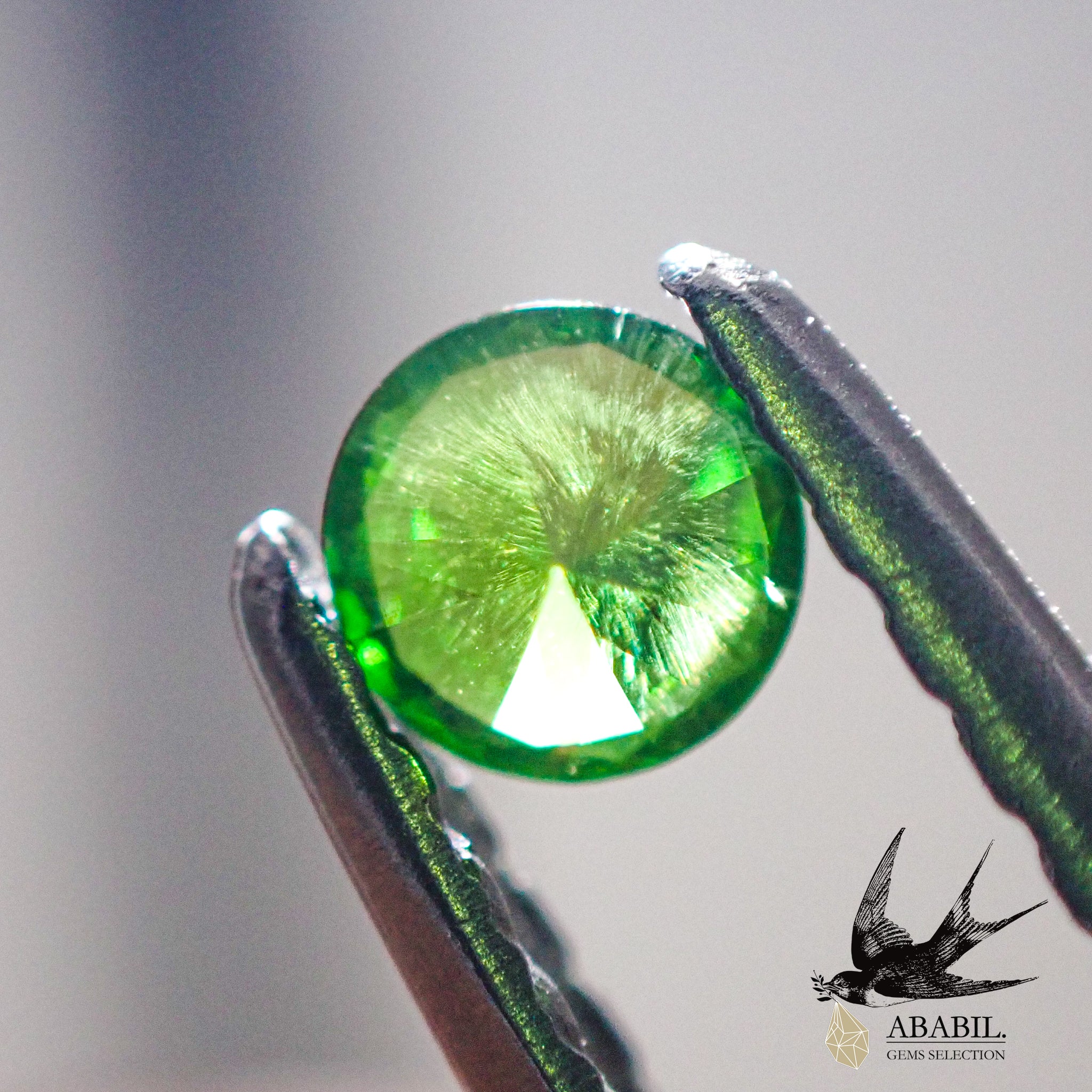 天然石　デマントイドガーネット 天然デマントイドガーネット0.13ct【ロシア】☆ネオン、ホース